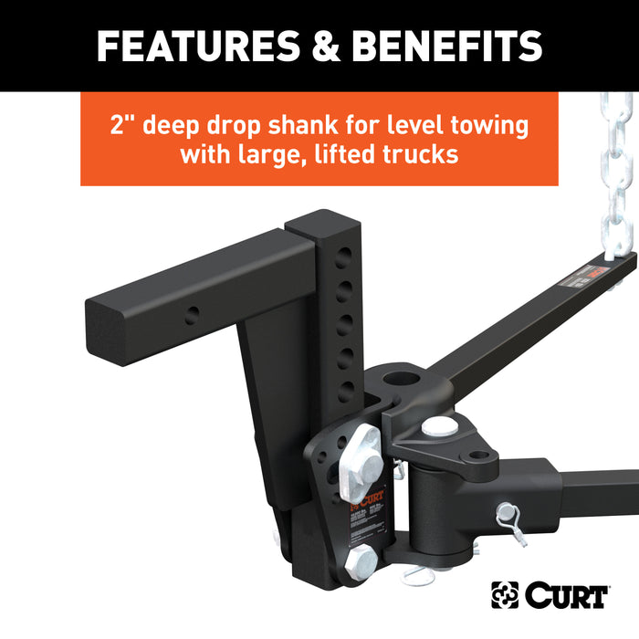 CURT 17352 CURT 17352 Deep Drop Trunnion Weight Distribution Hitch; Up to 10K; 2-Inch Shank - Truck Part Superstore