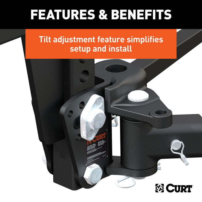 CURT 17352 CURT 17352 Deep Drop Trunnion Weight Distribution Hitch; Up to 10K; 2-Inch Shank - Truck Part Superstore