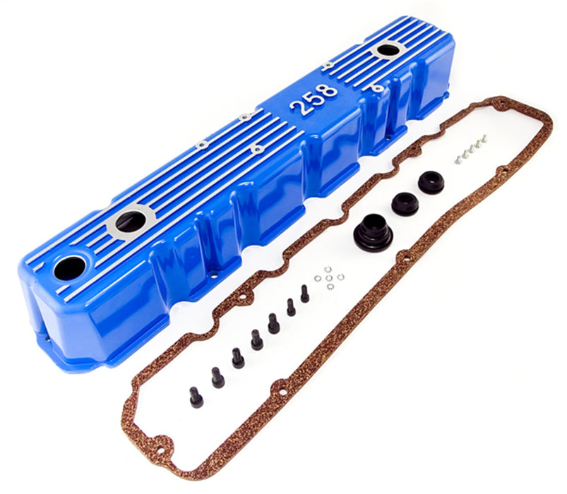 Omix 17401.11 Valve Cover; Aluminum; w/Gasket; 4.2L Logo; Blue; - Truck Part Superstore