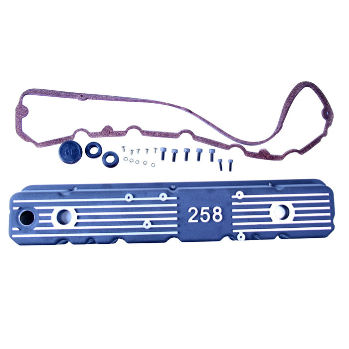 Omix 17401.15 Valve Cover; Aluminum; w/Gasket; 4.2L Logo; Black; - Truck Part Superstore