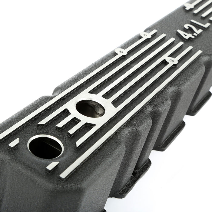 Omix 17401.21 Valve Cover; Aluminum; Black; w/Gasket; Hardware; 4.2L Logo; - Truck Part Superstore