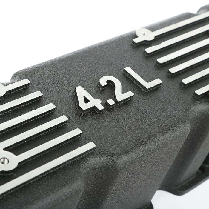 Omix 17401.21 Valve Cover; Aluminum; Black; w/Gasket; Hardware; 4.2L Logo; - Truck Part Superstore