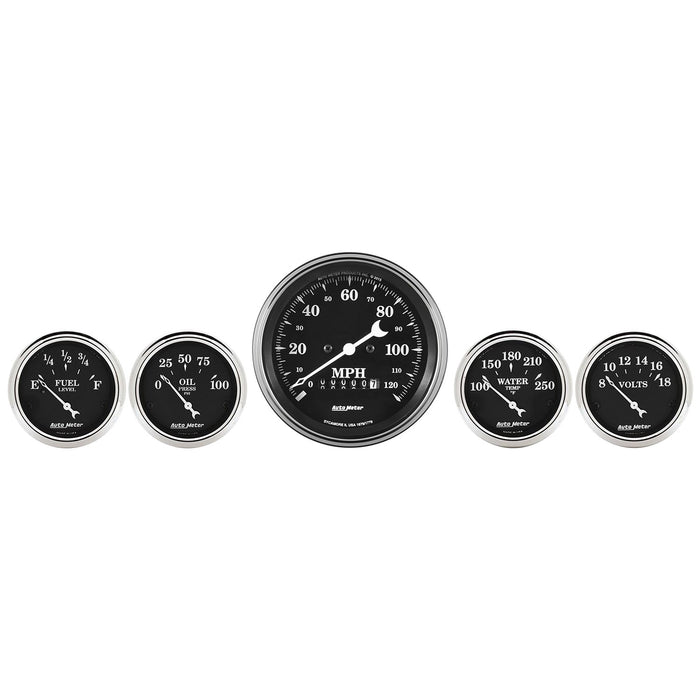 AutoMeter 1740 GAUGE KIT; 5 PC.; 3 3/8in./2 1/16in.; ELEC. SPEEDOMETER; OLD TYME BLACK - Truck Part Superstore