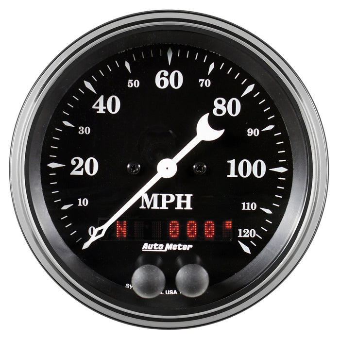 AutoMeter 1749 GAUGE; SPEEDOMETER; 3 3/8in.; 120MPH; GPS; OLD TYME BLACK - Truck Part Superstore