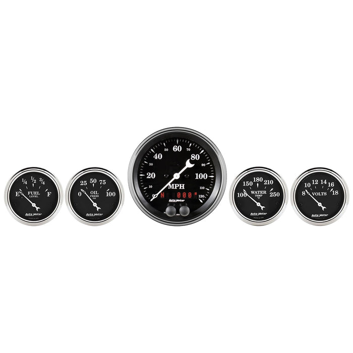 AutoMeter 1750 GAUGE KIT; 5 PC.; 3 3/8in./2 1/16in.; GPS SPEEDOMETER; OLD TYME BLACK - Truck Part Superstore