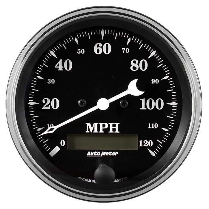 AutoMeter 1780 GAUGE; SPEEDO.; 3 3/8in.; 120MPH; ELEC. PROG. W/LCD ODO; OLD TYME BLACK - Truck Part Superstore
