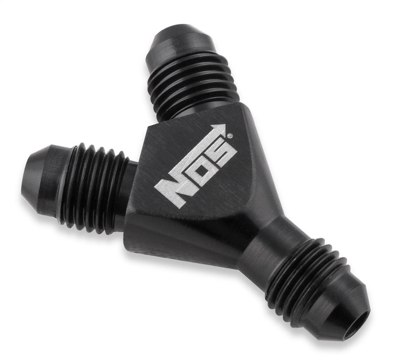 NOS/Nitrous Oxide System 17830BNOS Y-Block Adapter; -4AN To -4AN To -4AN; Black; - Truck Part Superstore
