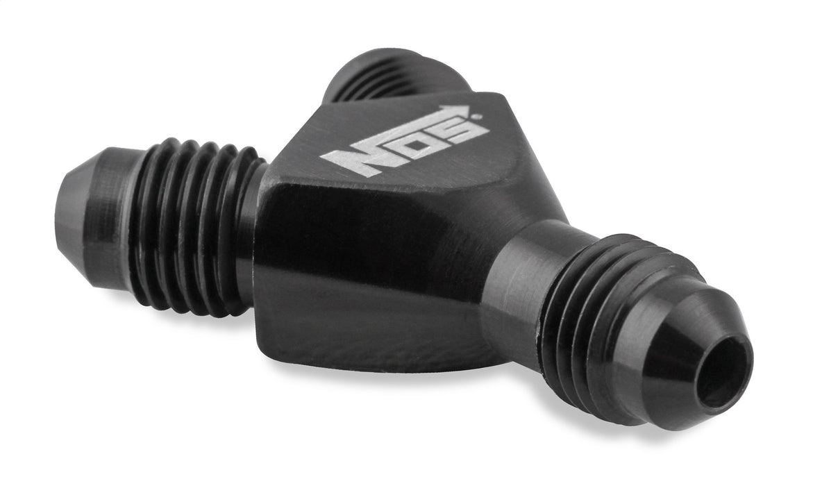 NOS/Nitrous Oxide System 17830BNOS Y-Block Adapter; -4AN To -4AN To -4AN; Black; - Truck Part Superstore