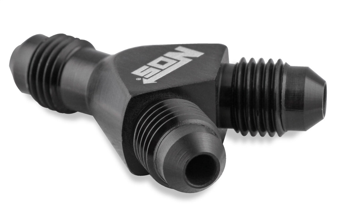 NOS/Nitrous Oxide System 17830BNOS Y-Block Adapter; -4AN To -4AN To -4AN; Black; - Truck Part Superstore