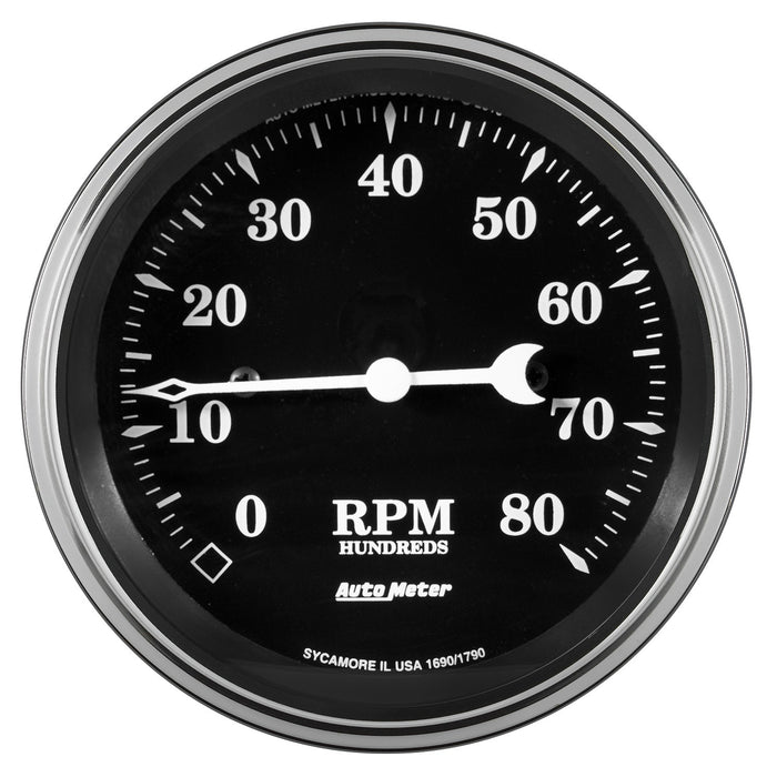 AutoMeter 1790 GAUGE; TACHOMETER; 3 3/8in.; 8K RPM; IN-DASH; OLD TYME BLACK - Truck Part Superstore