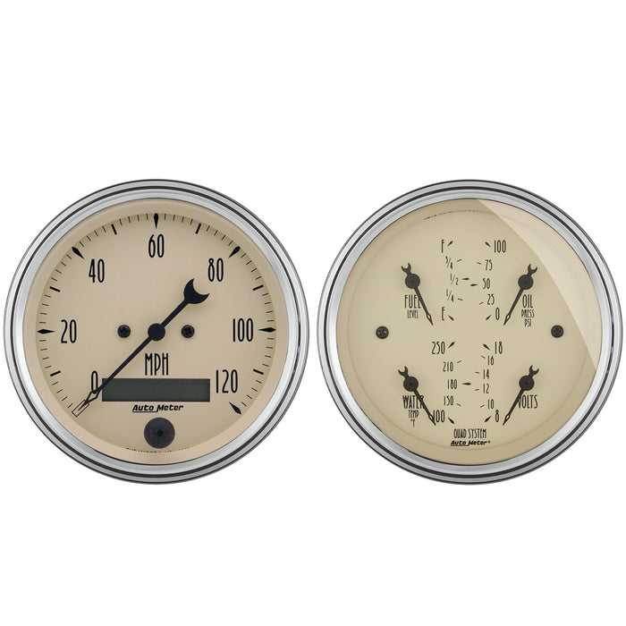 AutoMeter 1800 2 PC. GAUGE KIT; 3-3/8in. QUAD/SPEEDOMETER; 240-33 O; ANTIQUE BEIGE - Truck Part Superstore