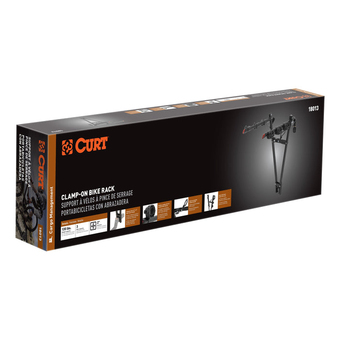 CURT 18013 CURT 18013 Clamp-On Trailer Hitch Bike Rack Mount; Fits 2-Inch Shank; 3 Bicycles - Truck Part Superstore