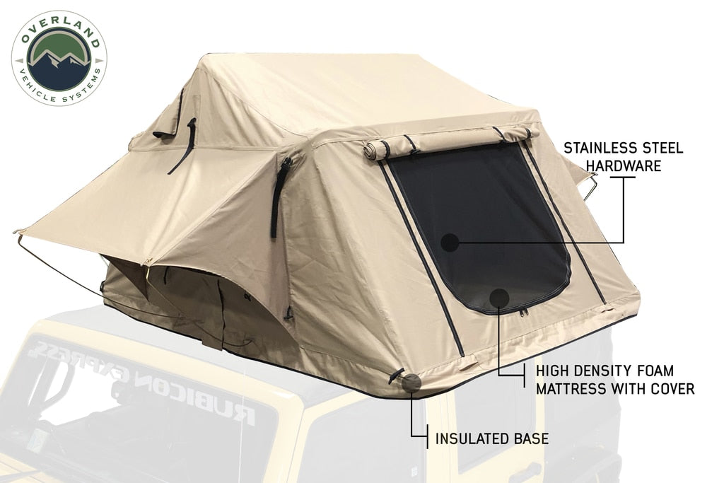 Overland Vehicle Systems 18019933 Roof Top Tent 3 Person with Green Rain Fly TMBK Overland Vehicle Systems - Truck Part Superstore