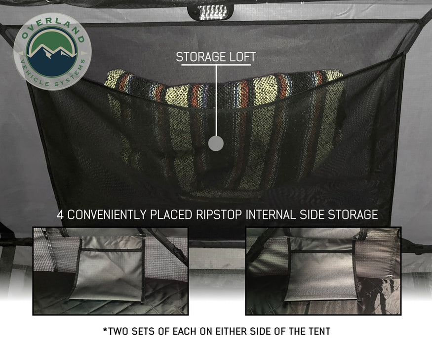 Overland Vehicle Systems 18021936 Roof Top Tent 2 Person Extended Roof Top Tent With Annex Green/Gray Nomadic Overland Vehicle Systems Overland Vehicle Systems - Truck Part Superstore