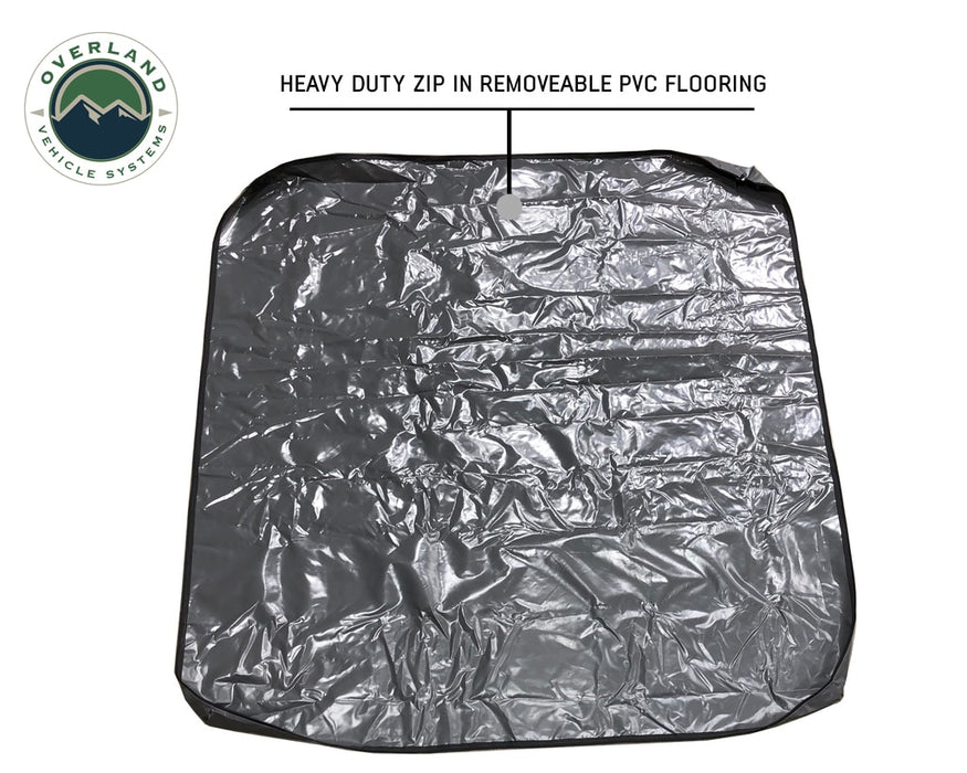 Overland Vehicle Systems 18031926 Roof Top Tent Extended 3 Person Roof Top Tent With Annex White/Dark Gray Rain Fly Black Cover Nomadic Arctic Overland Vehicle Systems - Truck Part Superstore