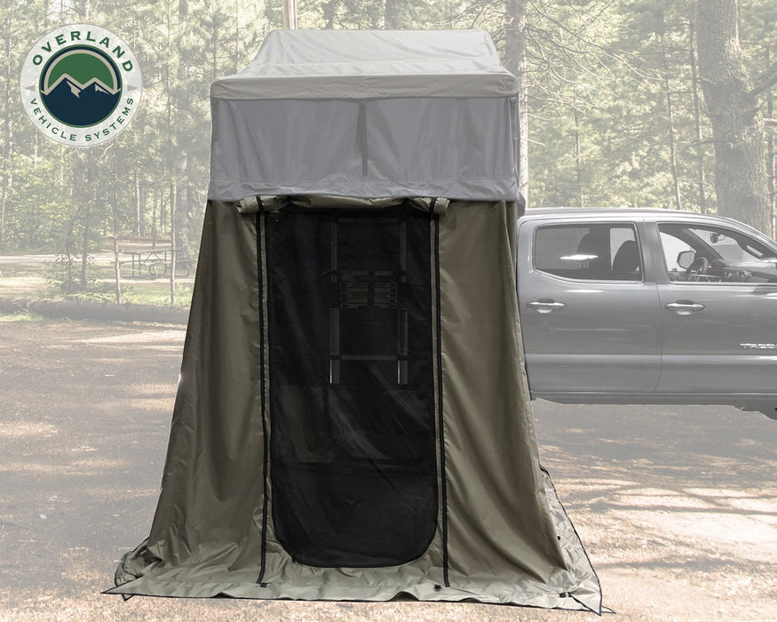 Overland Vehicle Systems 18031936 Roof Top Tent 4 Person Extended Roof Top Tent With Annex Green/Gray Nomadic Overland Vehicle Systems - Truck Part Superstore