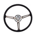 Omix 18031.05 Steering Wheel; Metal 3-Spoke Design; Black w/Leather Trim; - Truck Part Superstore