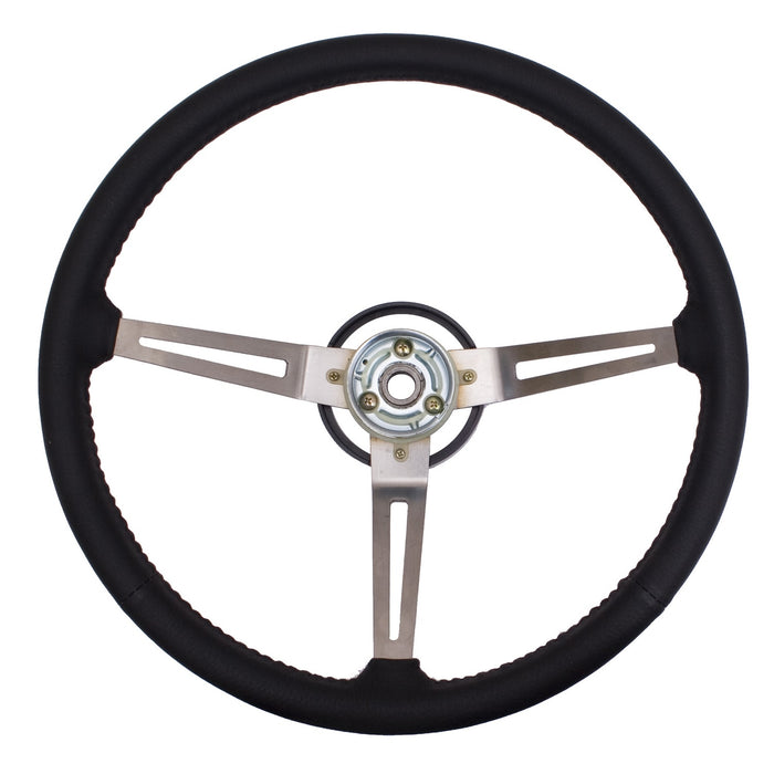 Omix 18031.06 Steering Wheel; Metal 3-Spoke Design; Black; - Truck Part Superstore