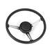 Omix 18031.08 Steering Wheel; 3-Metal Spoke; Leather Trim; Black; - Truck Part Superstore