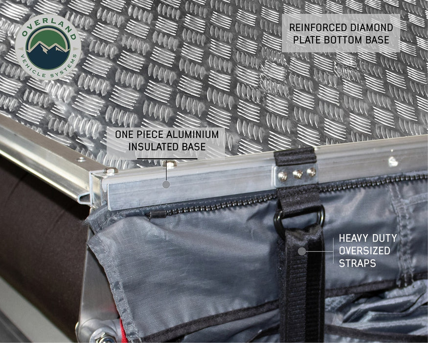 Overland Vehicle Systems 18039926 Roof Top Tent Extended 3 Person Roof Top Tent White Base/ Dark Gray Rain Fly Black Cover Nomadic Arctic Overland Vehicle Systems - Truck Part Superstore