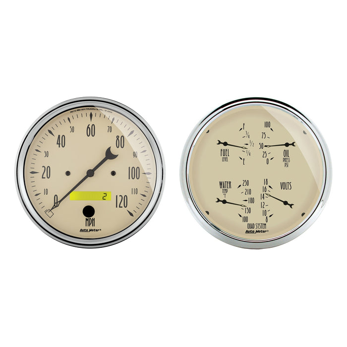 AutoMeter 1803 2 PC. GAUGE KIT; 5in. QUAD/SPEEDOMETER; 240-33 O; ANTIQUE BEIGE - Truck Part Superstore