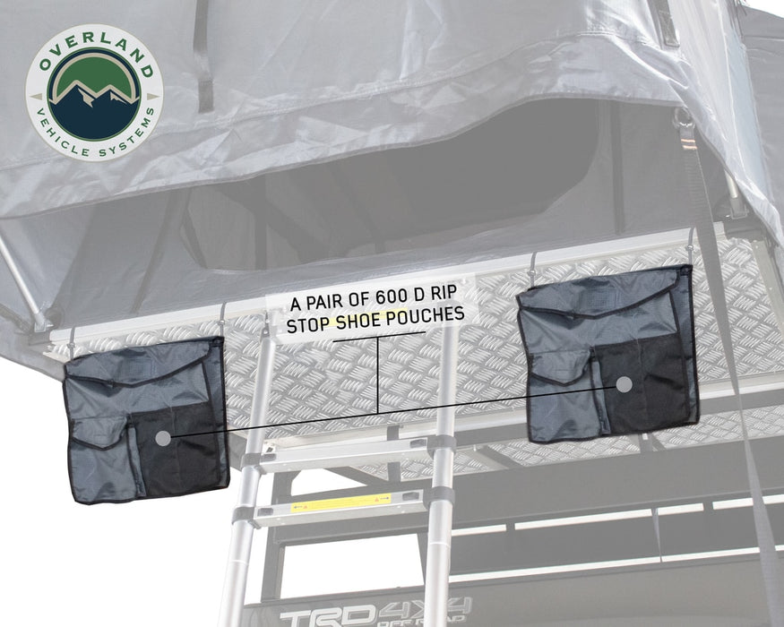 Overland Vehicle Systems 18049936 Roof Top Tent 4 Person Extended Roof Top Tent Dark Gray Base With Green Rain Fly With Bonus Pack Nomadic Overland Vehicle Systems - Truck Part Superstore