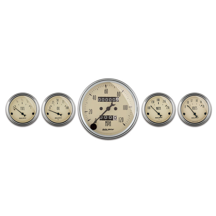 AutoMeter 1808 GAUGE KIT; 5 PC.; 3 1/8in./2 1/16in.; MECH. SPEEDOMETER; ANTIQUE BEIGE - Truck Part Superstore