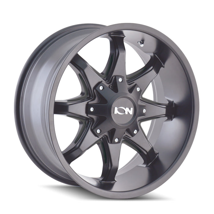 ION 181-7937M18 181 (181) SATIN BLACK/MILLED SPOKES 17X9 6-135/6-139.7 18MM 108MM - Truck Part Superstore