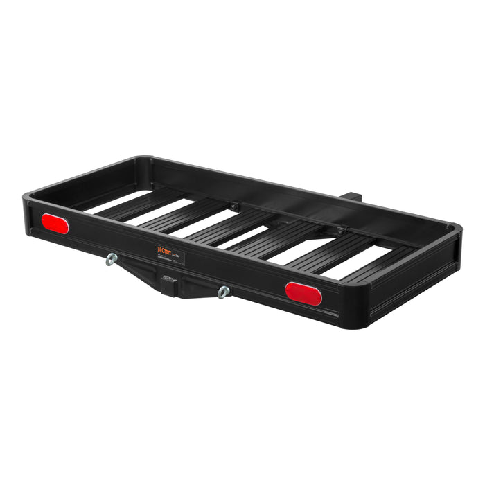 CURT 18113 49in. x 22in. Black Aluminum Basket Cargo Carrier (Fixed 2in. Shank; 500 lbs.) - Truck Part Superstore