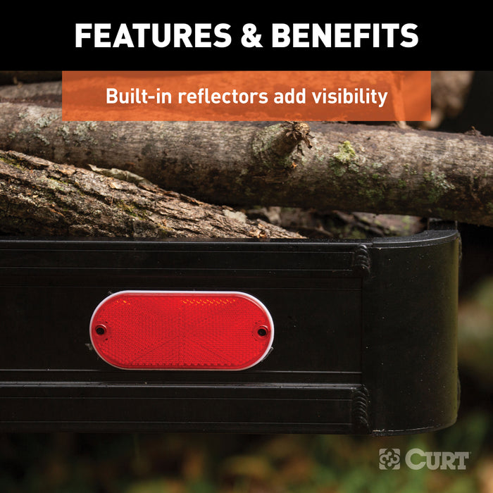 CURT 18113 49in. x 22in. Black Aluminum Basket Cargo Carrier (Fixed 2in. Shank; 500 lbs.) - Truck Part Superstore