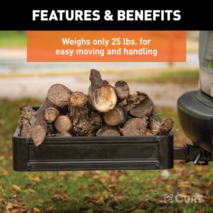 CURT 18113 49in. x 22in. Black Aluminum Basket Cargo Carrier (Fixed 2in. Shank; 500 lbs.) - Truck Part Superstore