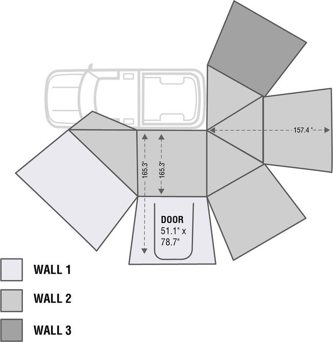 Overland Vehicle Systems 18119909 Nomadic 270 Drivers Side Awning Wall 3 Overland Vehicle Systems - Truck Part Superstore
