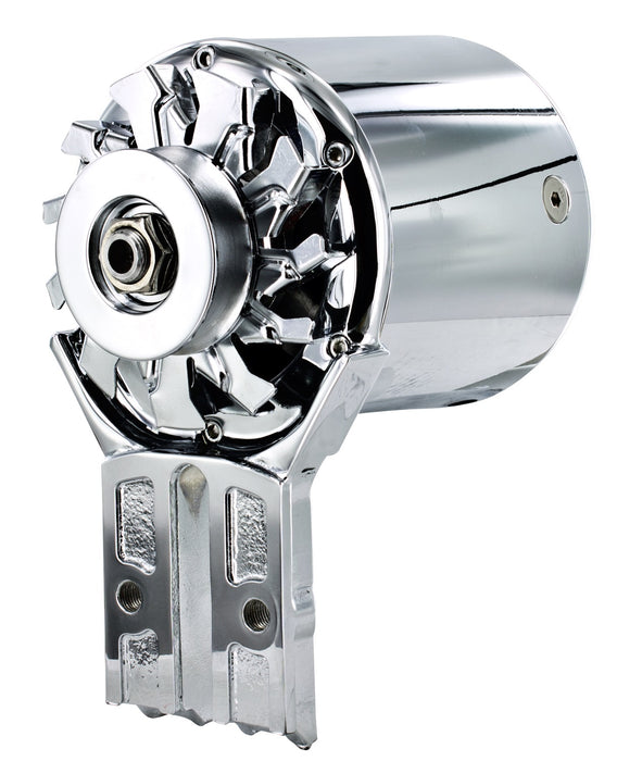 Powermaster Performance 182013 PowerGEN Alternator; Shorty Style; Front Mount; 90 Amp.; 65 Idle; 12V; Chrome; - Truck Part Superstore