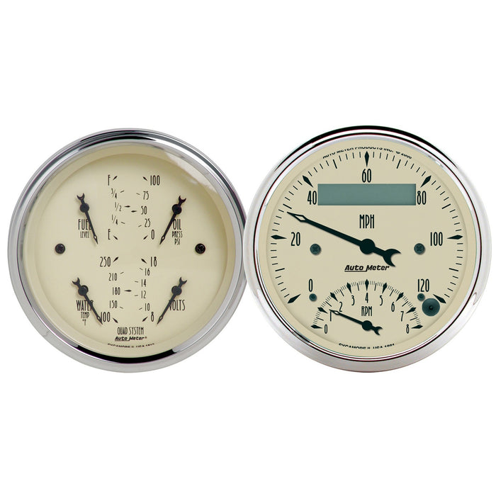 AutoMeter 1820 2 PC. GAUGE KIT; 3-3/8in. QUAD/TACH/SPEEDO; 240-33 O; ANTIQUE BEIGE - Truck Part Superstore