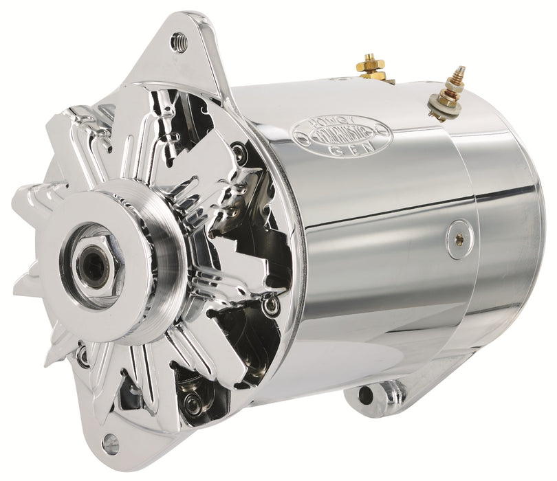 Powermaster Performance 182111-2 PowerGEN Alternator; Short Case; 90 Amp; 65 Idle; 12V; w/Lamp Terminal; Chrome; - Truck Part Superstore