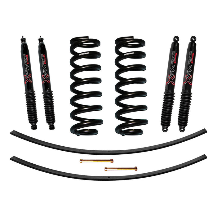 Skyjacker 182K-B Suspension Lift Kit w/Shock Black MAX Shocks 1.5-2 Inch Lift Incl. Front Coil Springs Rear Add-A-Leafs Skyjacker - Truck Part Superstore