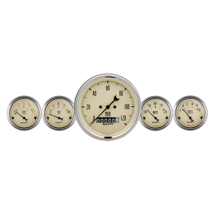AutoMeter 1840 GAUGE KIT; 5 PC.; 3 3/8in./2 1/16in.; ELEC. SPEEDOMETER; ANTIQUE BEIGE - Truck Part Superstore