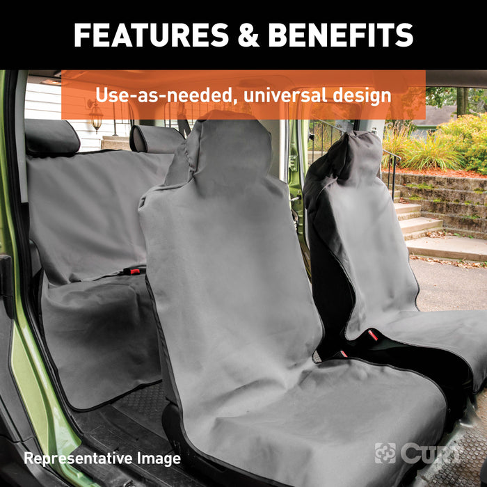 CURT 18501 Seat Defender 58in. x 23in. Removable Waterproof Black Bucket Seat Cover - Truck Part Superstore