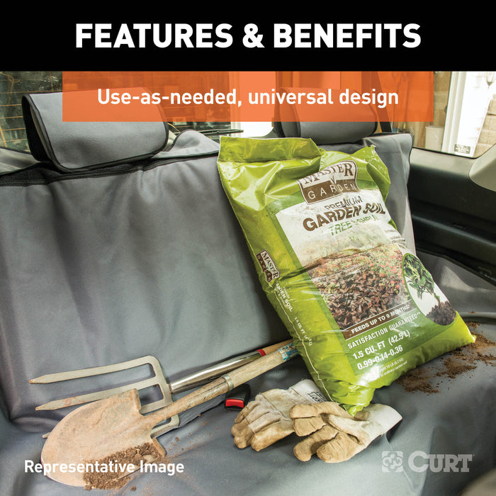 CURT 18522 Seat Defender 58in. x 63in. Removable Waterproof Brown XL Bench Truck Seat Cover - Truck Part Superstore