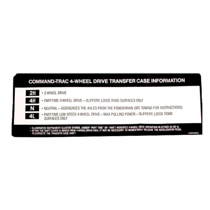 Omix 18676.77 Emblem; Transfer Case Sunvisor Decal; For Command Trac NP231; - Truck Part Superstore