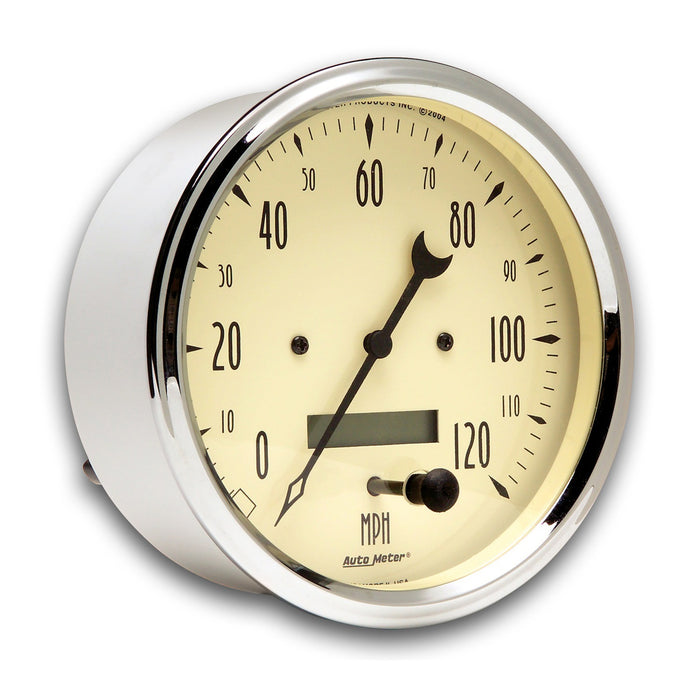AutoMeter 1889 GAUGE; SPEEDOMETER; 5in.; 120MPH; ELEC. PROG. W/LCD ODO; ANTIQUE BEIGE - Truck Part Superstore