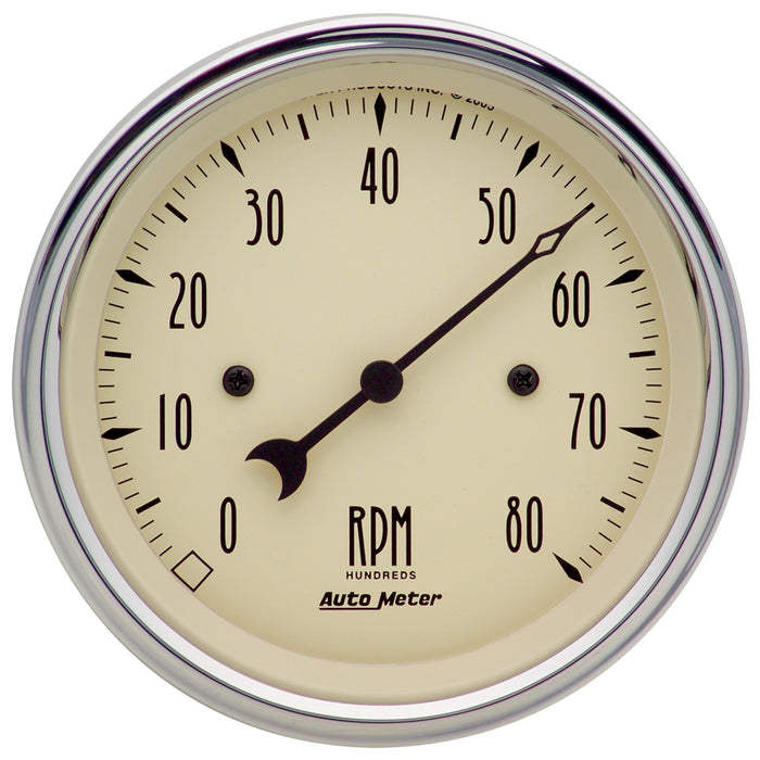 AutoMeter 1890 GAUGE; TACHOMETER; 3 3/8in.; 8K RPM; IN-DASH; ANTIQUE BEIGE - Truck Part Superstore