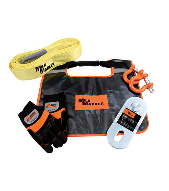 Mile Marker 19-00100 Winch Accessories Kit Includes15 Foot Recovery Strap Gloves Shackles Snatch Block Mile Marker - Truck Part Superstore