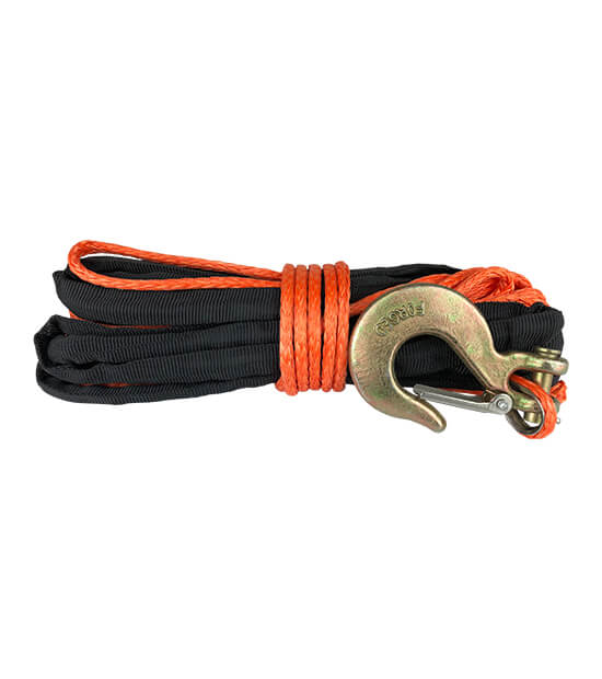 Mile Marker 19-52316-50 50 Foot Synthetic Rope Assembly 3/16 Inch x 50 Foot Includes Hook 2500-3500 LB Break Force Black/Orange Mile Marker - Truck Part Superstore
