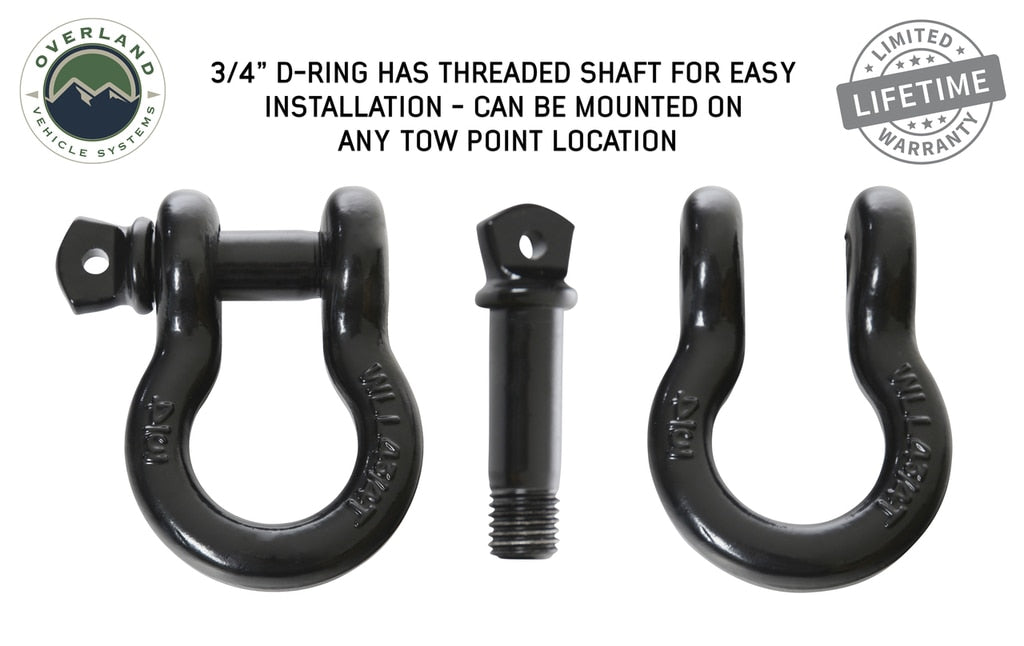Overland Vehicle Systems 19019901 Recovery Shackle 3/4 Inch 4.75 Ton Steel Gloss Black Overland Vehicle Systems - Truck Part Superstore