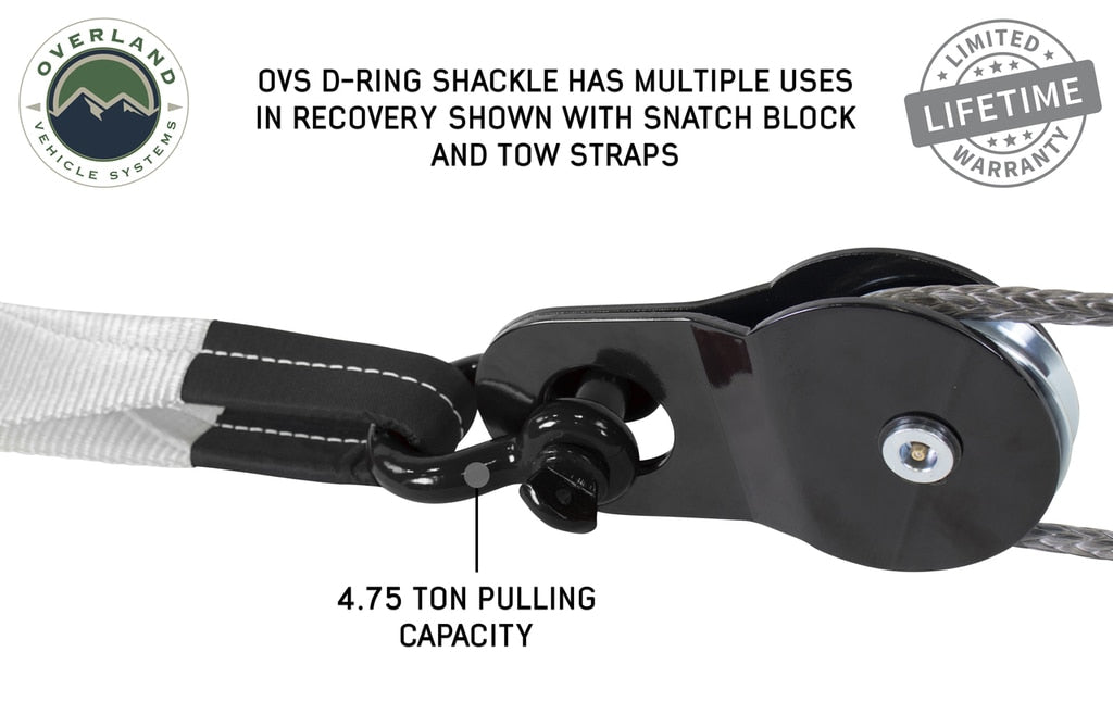 Overland Vehicle Systems 19019901 Recovery Shackle 3/4 Inch 4.75 Ton Steel Gloss Black Overland Vehicle Systems - Truck Part Superstore