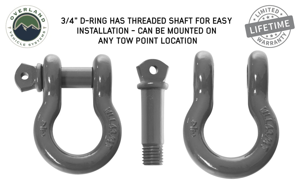 Overland Vehicle Systems 19019903 Recovery Shackle 3/4 Inch 4.75 Ton Gray Universal Overland Vehicle Systems - Truck Part Superstore