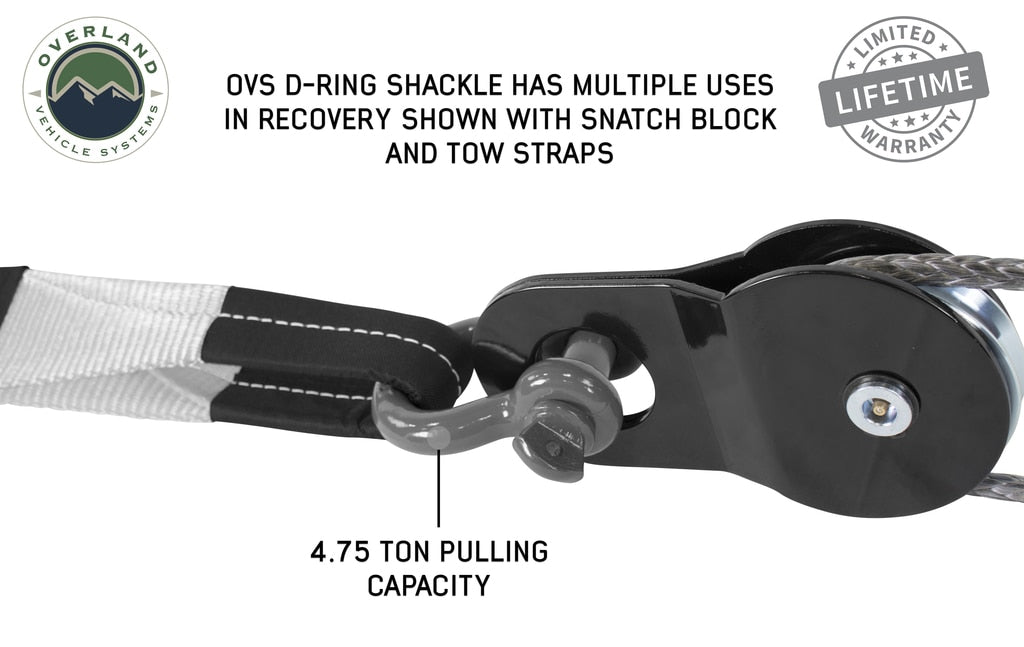 Overland Vehicle Systems 19019903 Recovery Shackle 3/4 Inch 4.75 Ton Gray Universal Overland Vehicle Systems - Truck Part Superstore