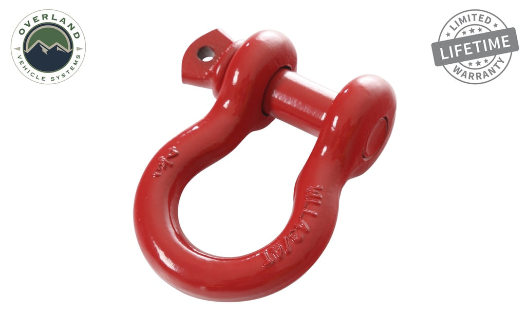 Overland Vehicle Systems 19019904 Recovery Shackle 3/4 Inch 4.75 Ton Steel Gloss Red Overland Vehicle Systems - Truck Part Superstore