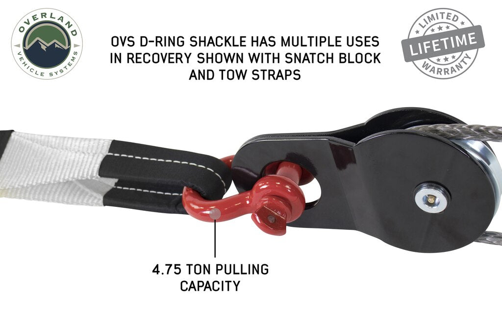 Overland Vehicle Systems 19019904 Recovery Shackle 3/4 Inch 4.75 Ton Steel Gloss Red Overland Vehicle Systems - Truck Part Superstore